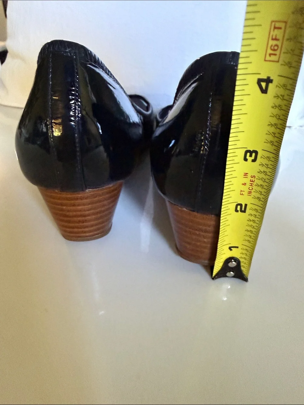 Cole Haan Air Tali Black Patent Leather Open Toe Wedge Pump Heels Shoe Womens 7B